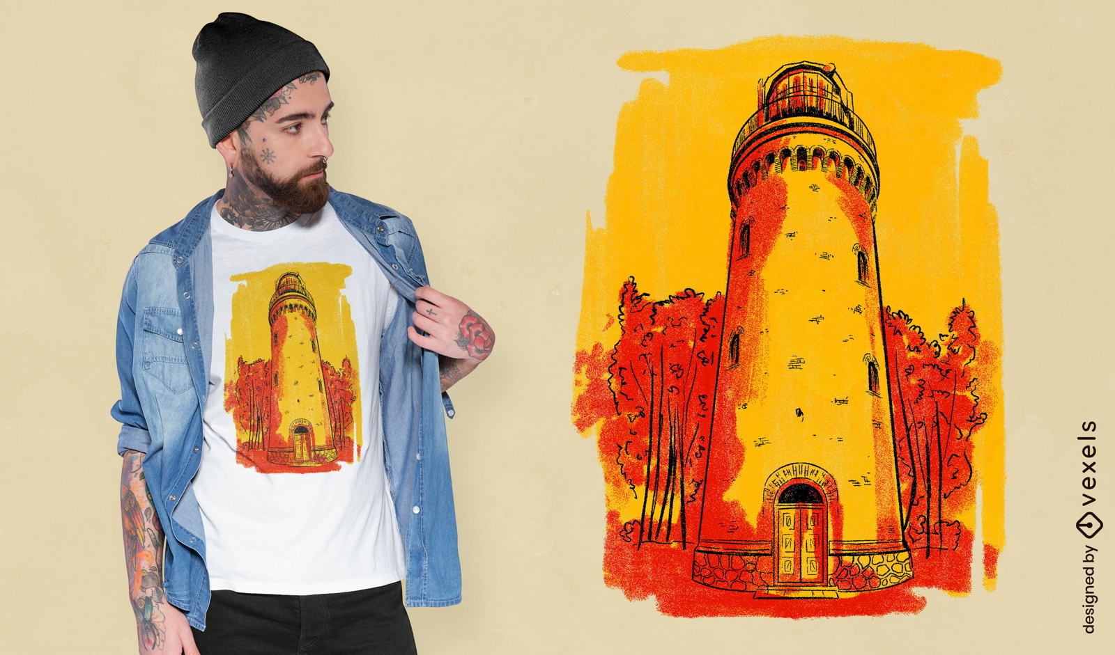 Brighting lighthouse t-shirt design