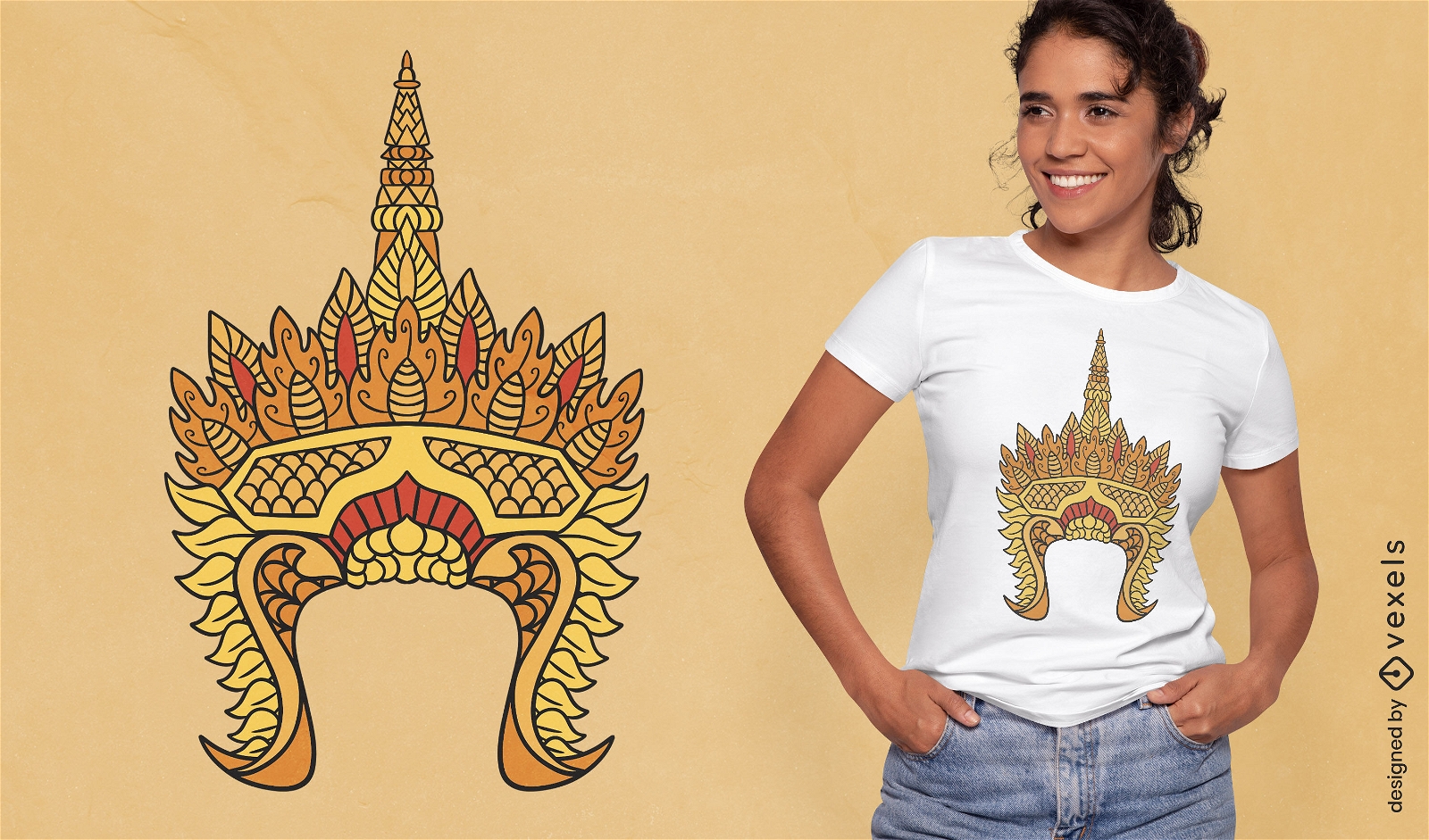 Diseño de camiseta de corona tailandesa.
