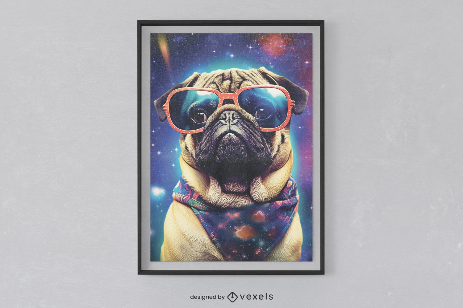 Space pug poster design