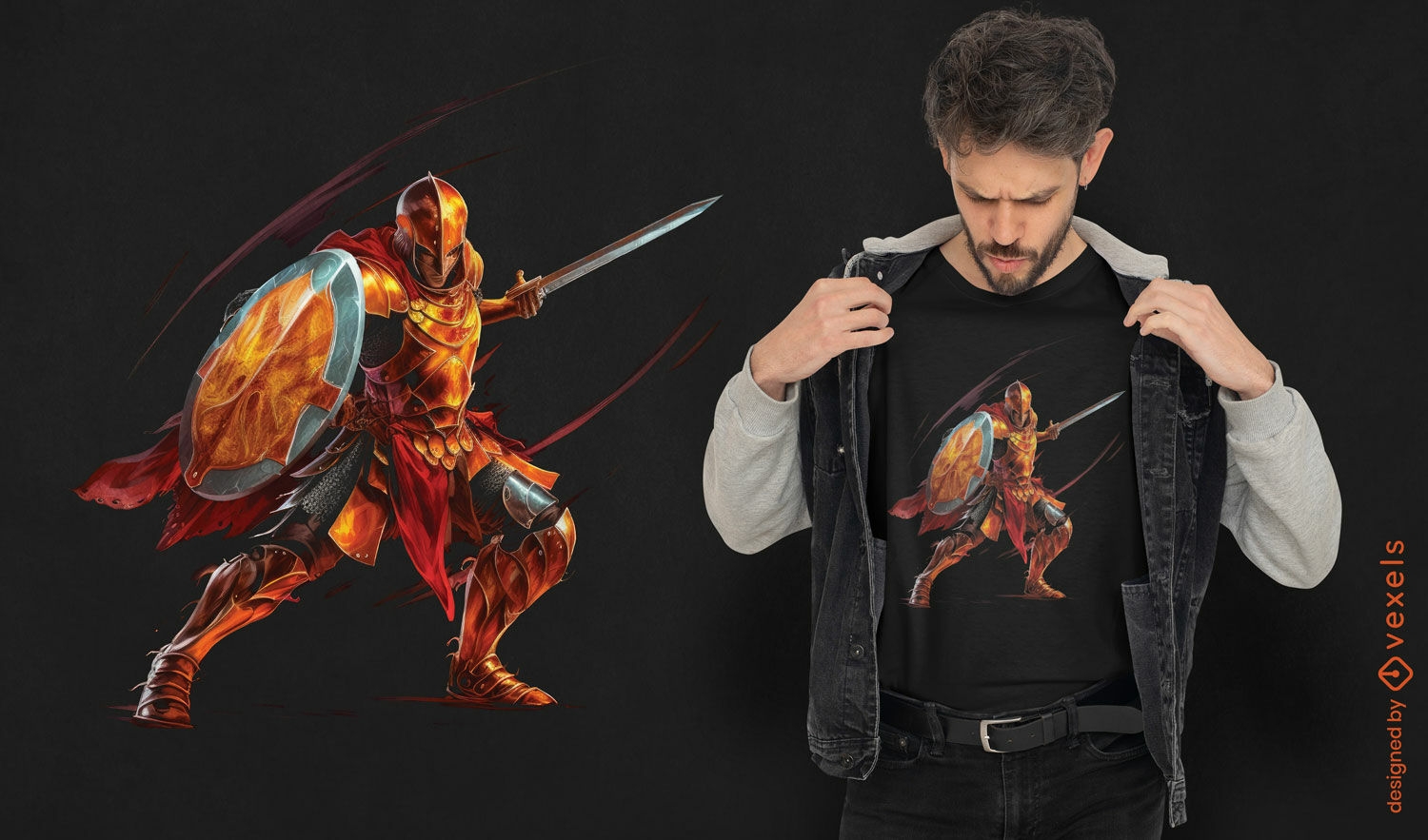 Fiery elf warrior t-shirt design