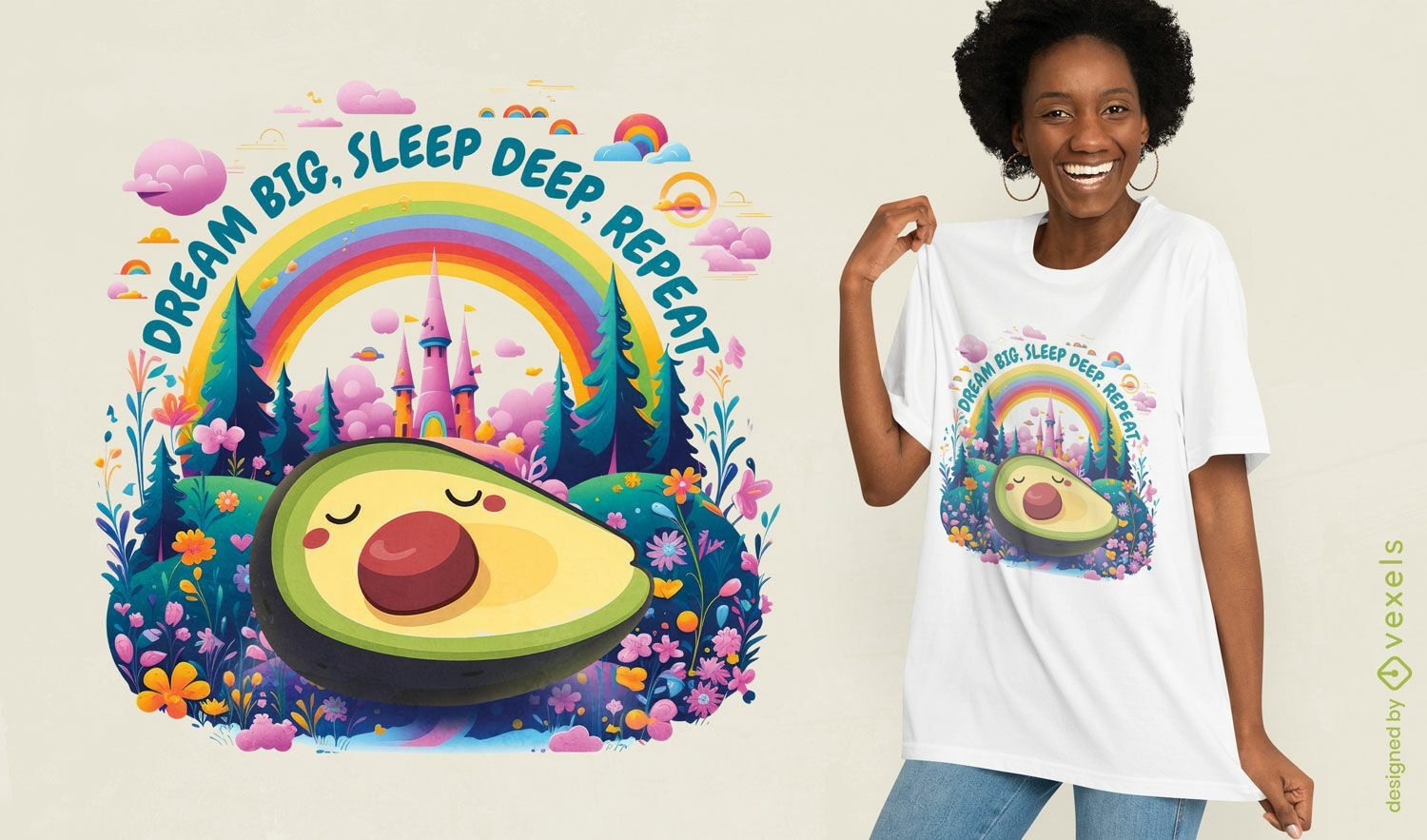 Design sonhador de camiseta com abacate