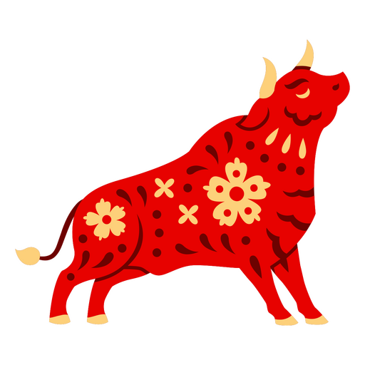 Lebendige florale Stierillustration PNG-Design