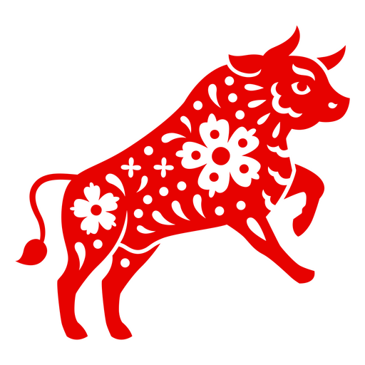 Ilustración floral vibrante de una vaca Diseño PNG