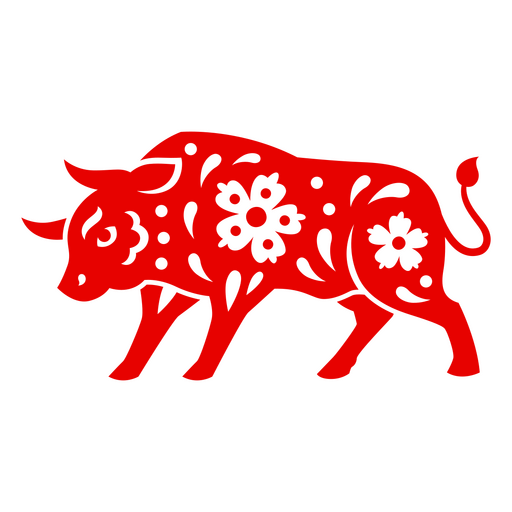 Elegante ilustración floral de toro Diseño PNG