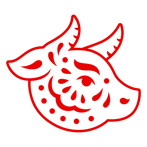 Stylized red bull design with intricate patterns PNG Design