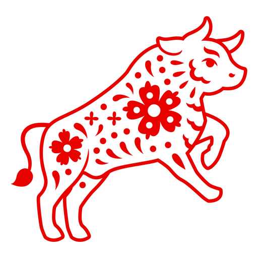 Floral patterned bull design with decorative motifs t-shirt design PNG Design