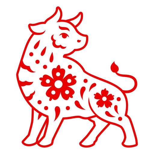 Blumen-, Stierillustrationsdesign PNG-Design