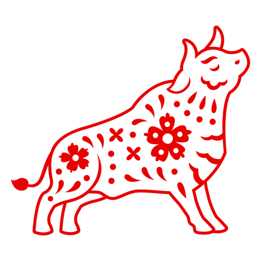Design elegante de ilustração de touro floral Desenho PNG