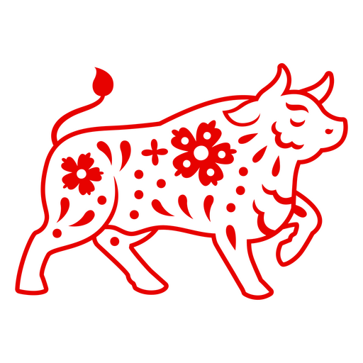 Elegant floral bull design for festive celebrations PNG Design