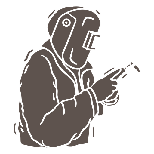Design de silhueta de soldagem com um soldador em ação Desenho PNG