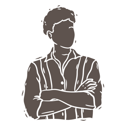 Silueta elegante de una figura segura con una camisa a rayas. Diseño PNG