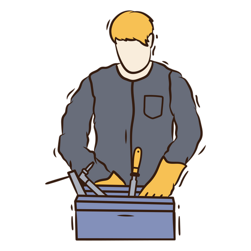 Illustratives Handwerker-Design mit Werkzeugkasten PNG-Design