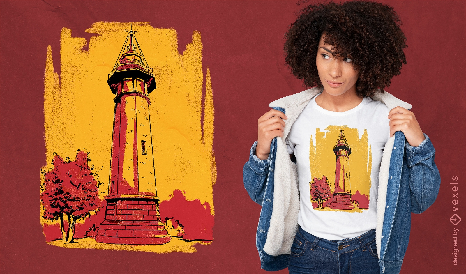 Rustic lighthouse t-shirt design