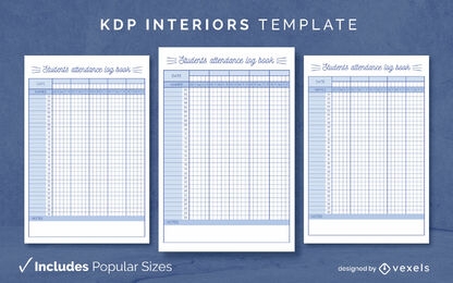 Student attendance journal design template KDP