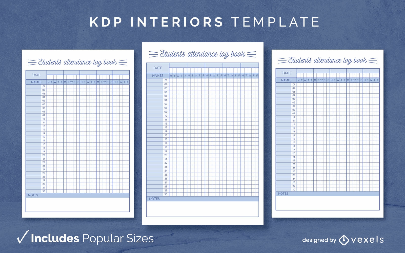 Student attendance journal design template KDP