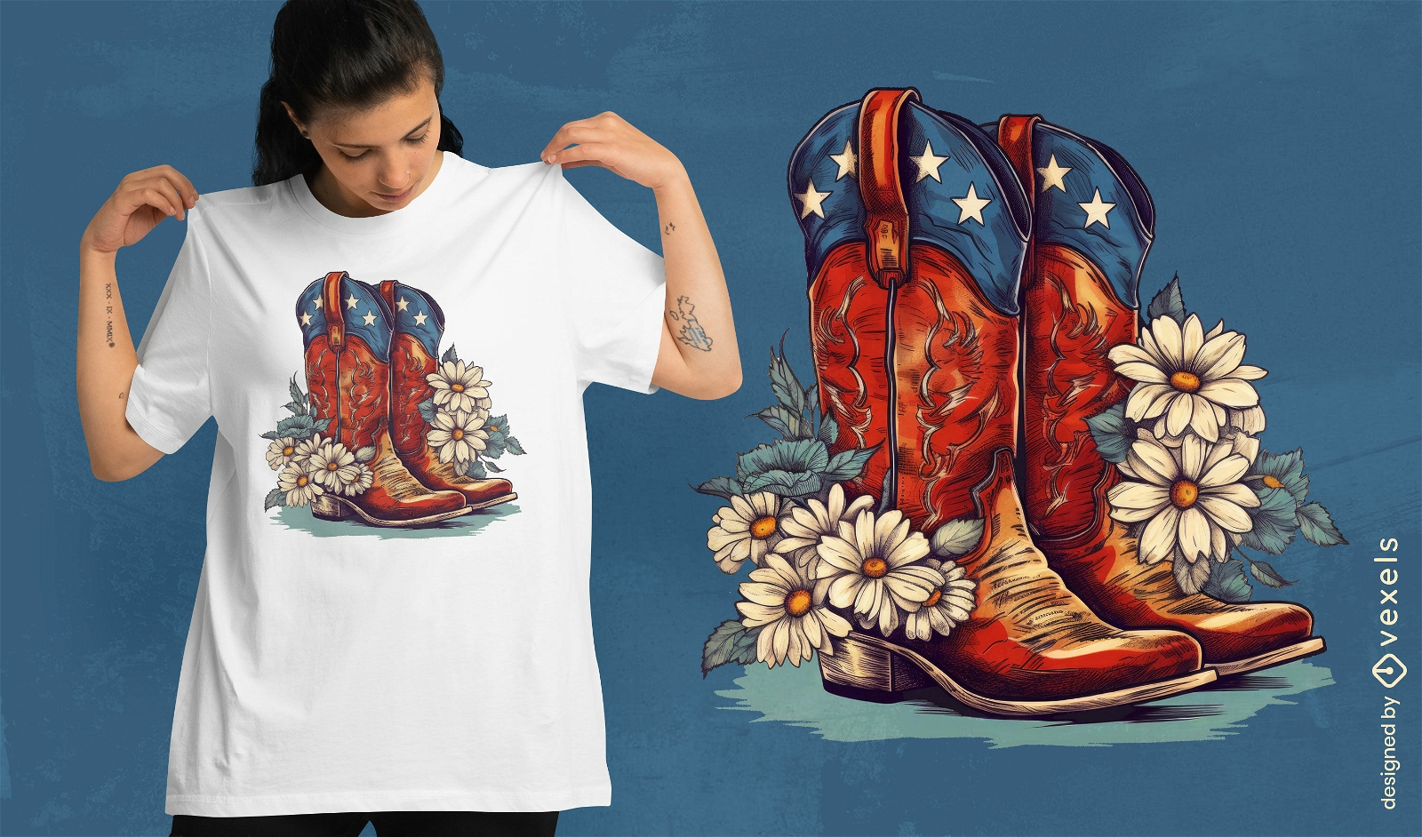 4th of July boots t-shirt design