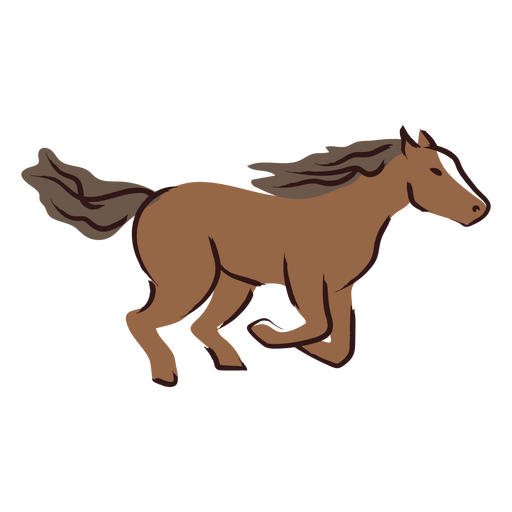 Brown horse running across the wind PNG Design