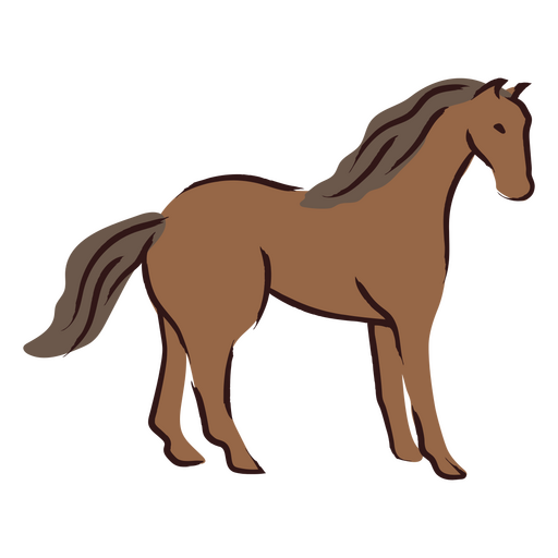 Brown horse standing gracefuly PNG Design