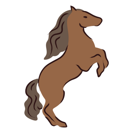 Cavalo marrom em pé sobre as patas traseiras Desenho PNG