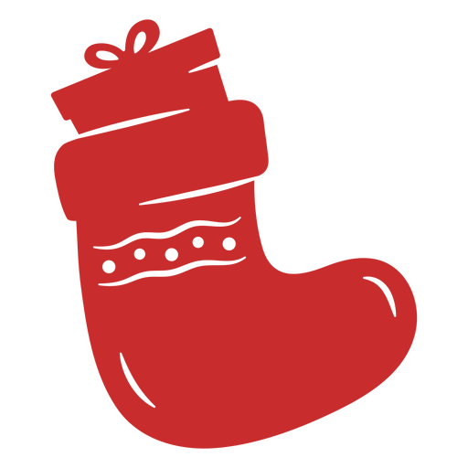 Meia de Natal vermelha com detalhes brancos Desenho PNG