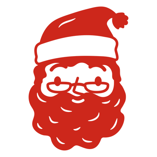 Red santa claus face with glasses PNG Design