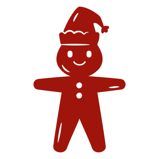 Red gingerbread man wearing a santa hat PNG Design