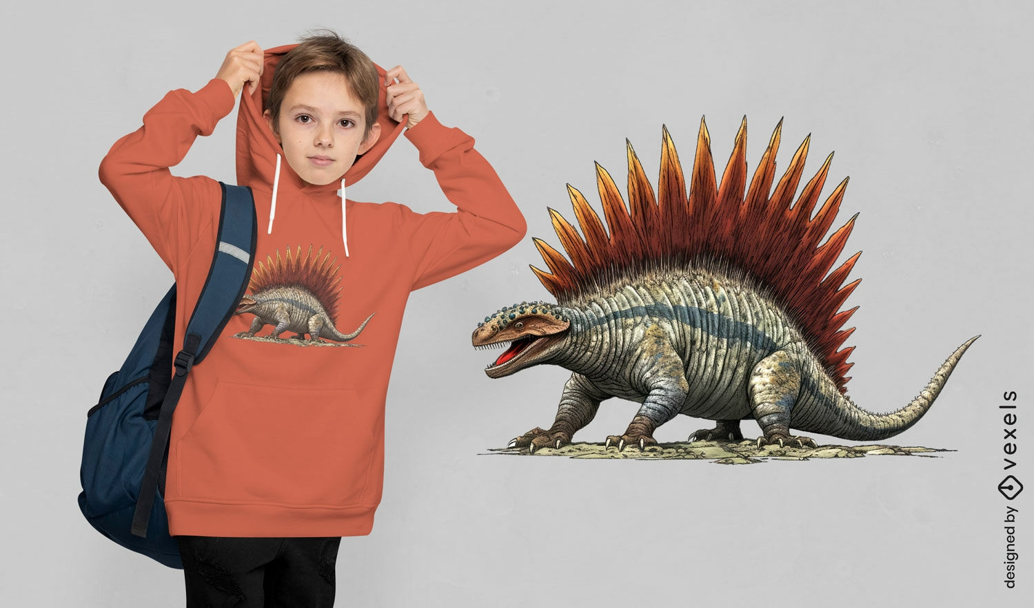Diseño de camiseta prehistórica Dimetrodon.