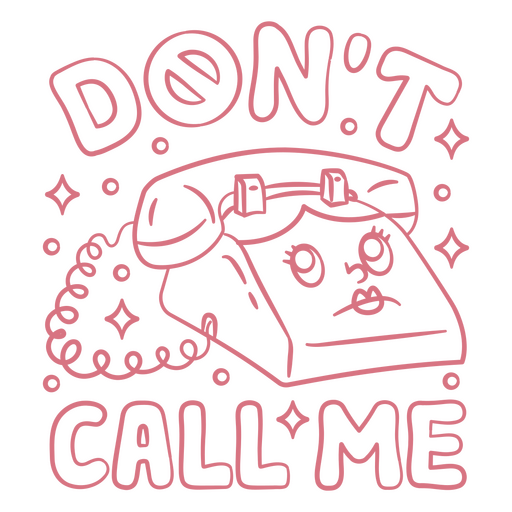 Design de telefone retrô e divertido com uma frase encantadora. Desenho PNG