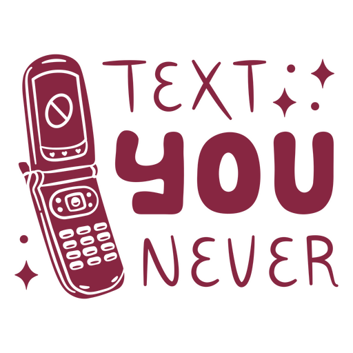 Design de texto divertido com um celular flip retrô. Desenho PNG