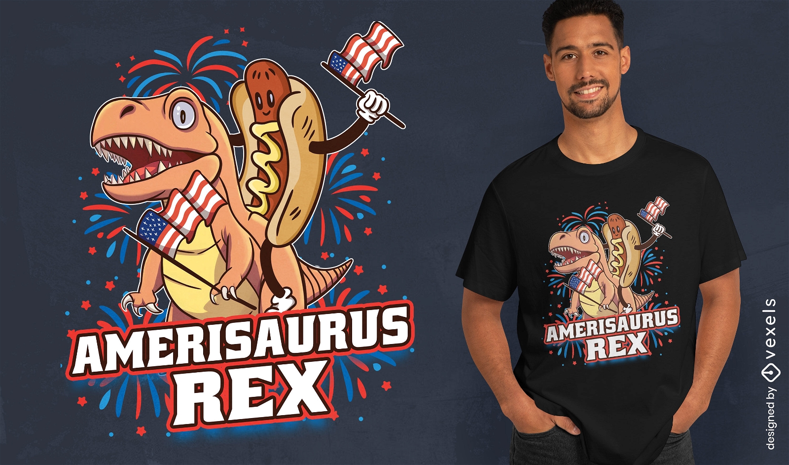 Design de camiseta Amerisaurs rex