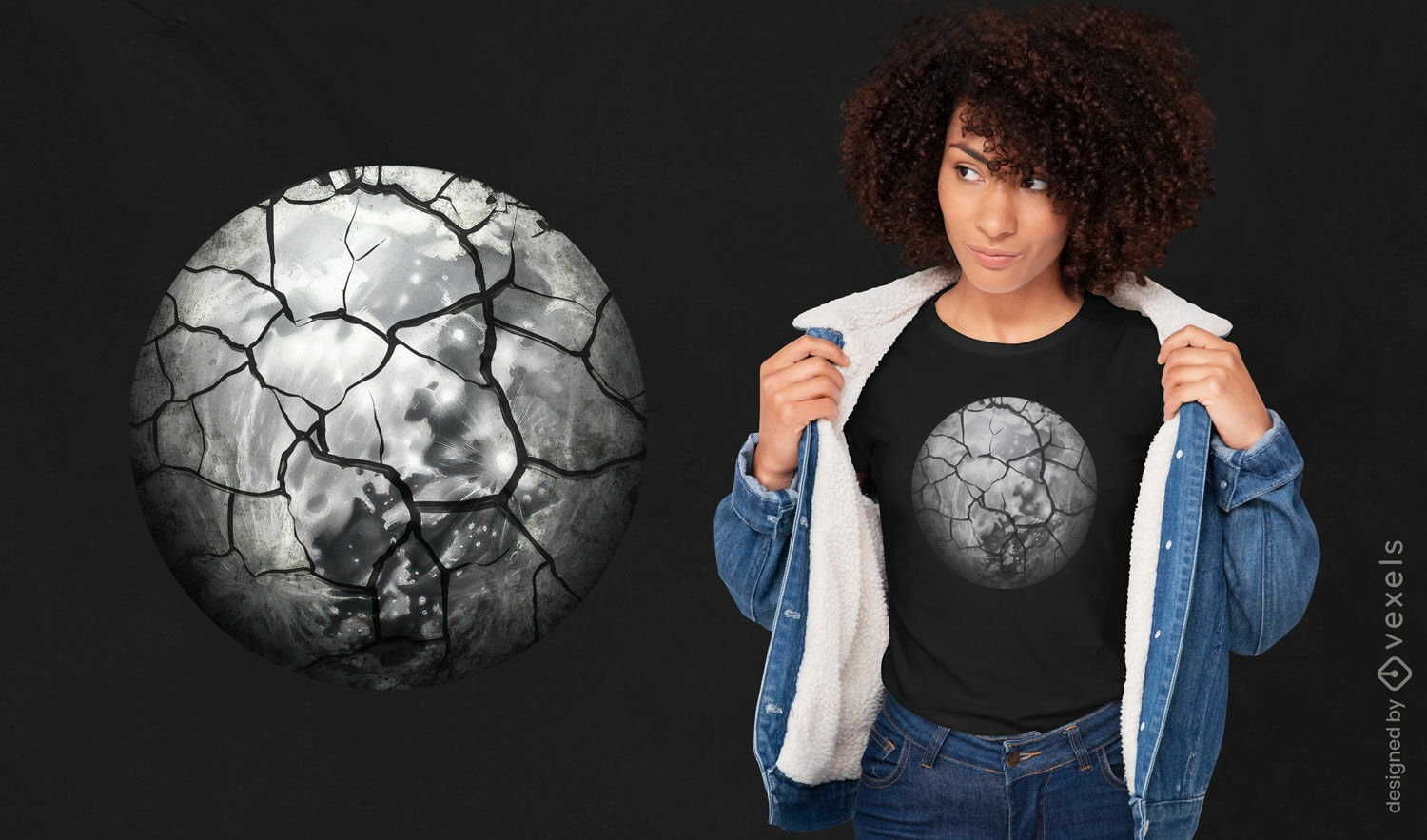Cracked moon t-shirt design