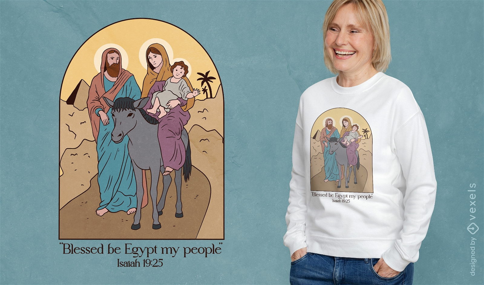Diseño de camiseta de escena bíblica.