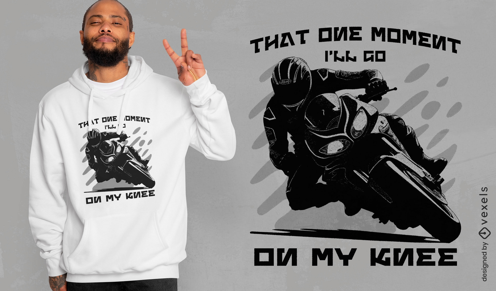 Diseño de camiseta de moto hasta las rodillas.