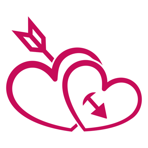 Corazones estilizados con diseño de flecha Diseño PNG