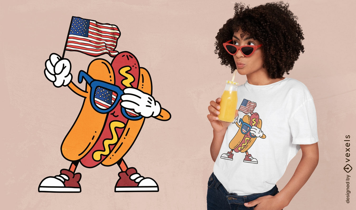 Patriotisches Hotdog-T-Shirt-Design
