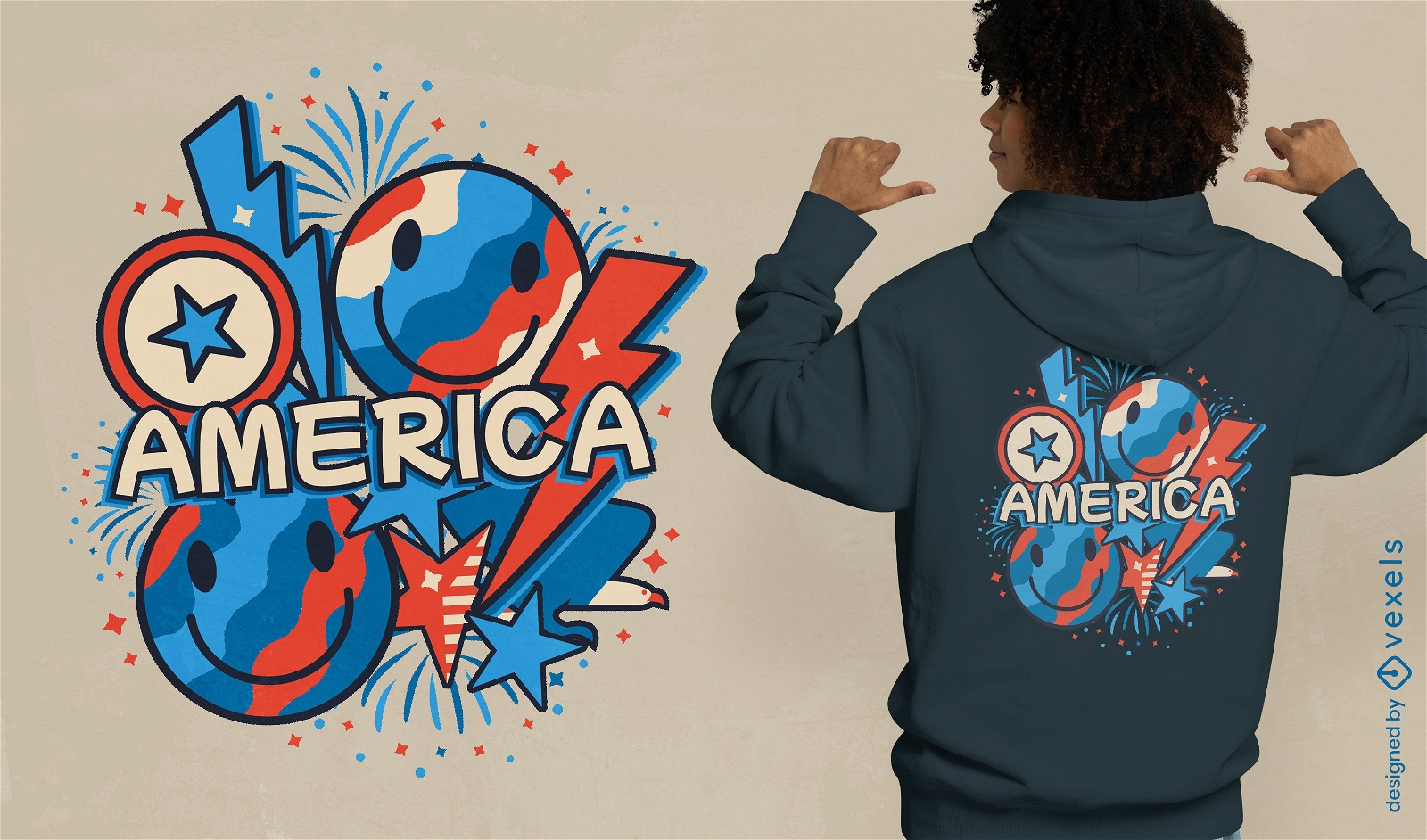 Diseño de camiseta de América explosiva.