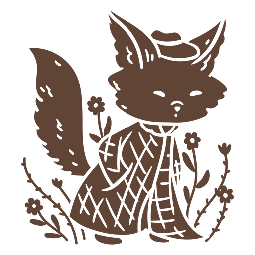 Illustration of a fox in a coat and hat PNG Design