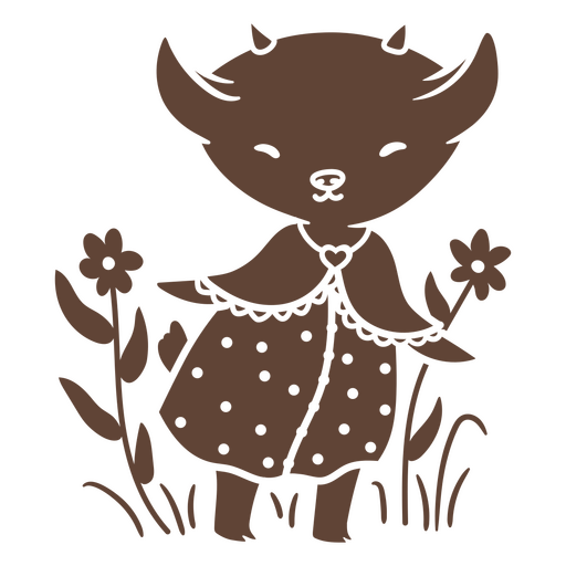 Goat in a brown dress is standing in a field of flowers PNG Design