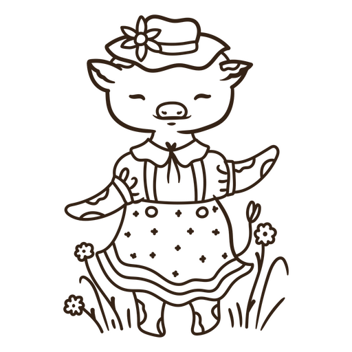 Ilustración de personaje de dibujos animados lindo cerdo Diseño PNG