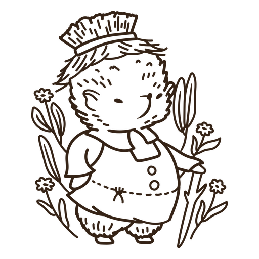 Ilustração encantadora de fazendeiro de ouriços Desenho PNG