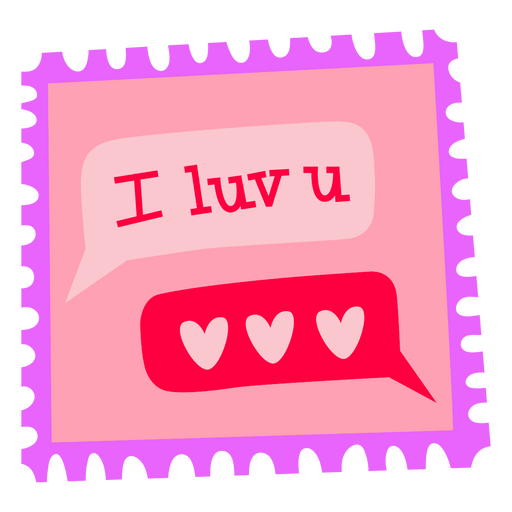 Verspieltes Briefmarkendesign mit Liebesbotschaft PNG-Design