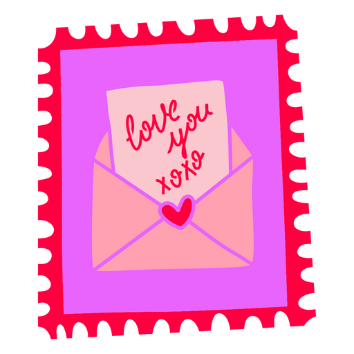 Diseño de sello postal con una divertida carta de amor Diseño PNG