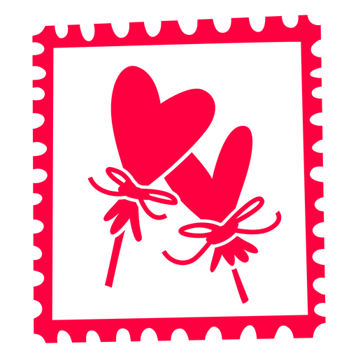 Dois corações em um selo postal Desenho PNG