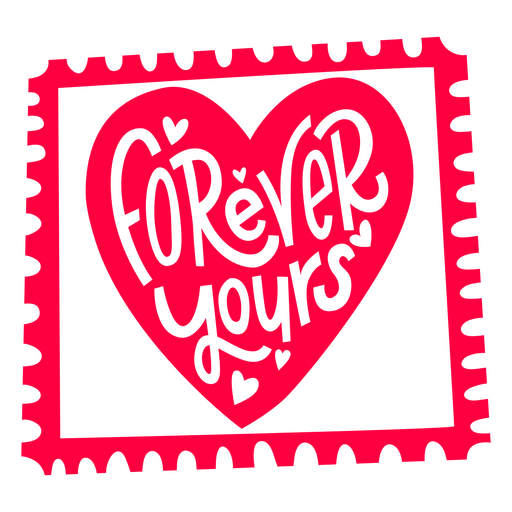 Charming heart stamp design with affectionate message PNG Design