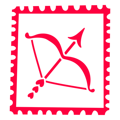 Red postage stamp with a bow and arrow PNG Design