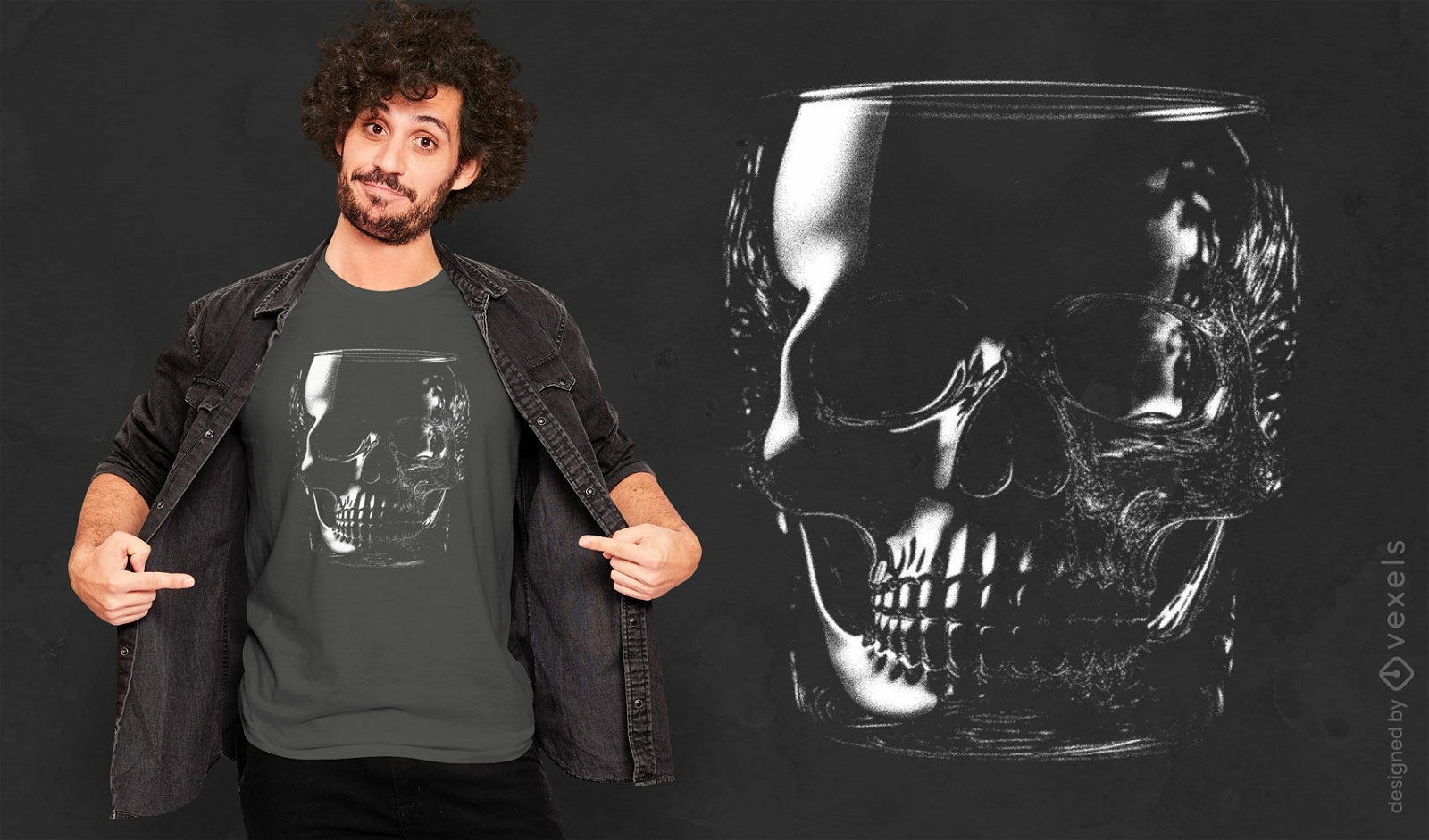 Glass skull realistic creepy t-shirt psd