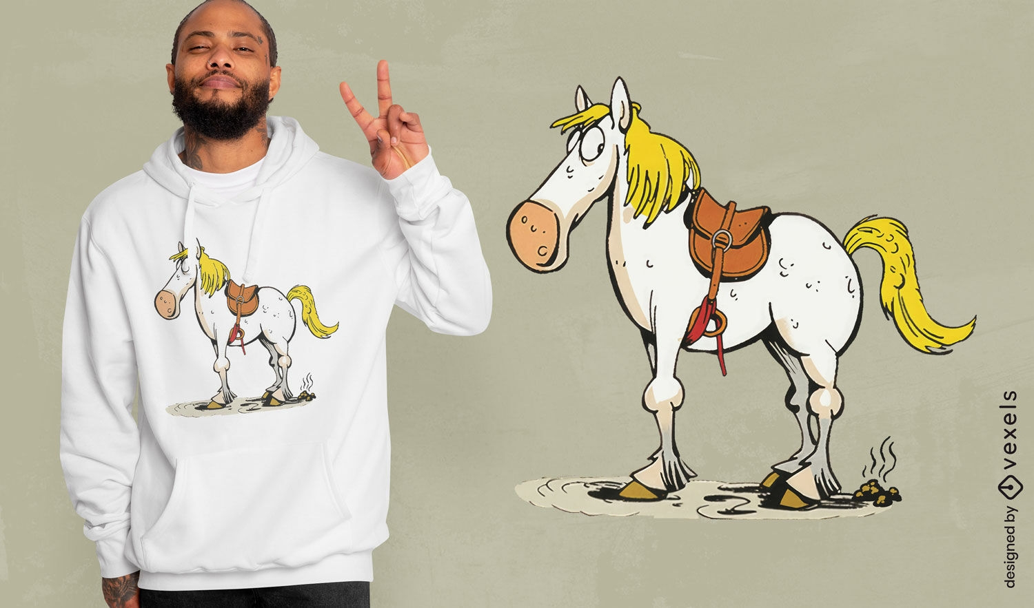 Diseño de camiseta de caballo de divertidos dibujos animados.