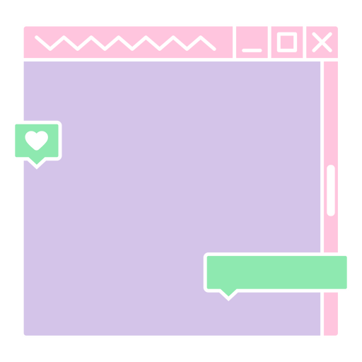 Ícone rosa e verde com um coração Desenho PNG