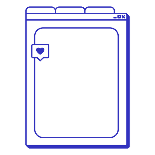 Ícone azul de um caderno com um coração Desenho PNG