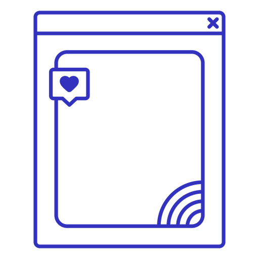 Icono azul con un corazón. Diseño PNG